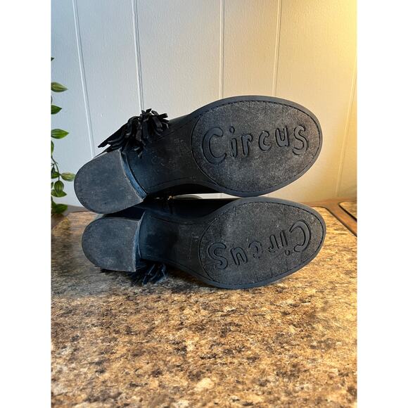Circus Sam Edelman Jolie Black Fringe Ankle Boots Womens 8 Boho Moto Biker - Picture 6 of 10